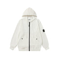 Stone Island hooded jacket in white with black full-zip and front pockets