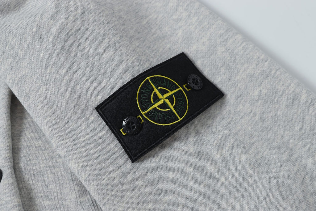 Stone Island sweatshirt black logo patch with yellow emblem and buttons