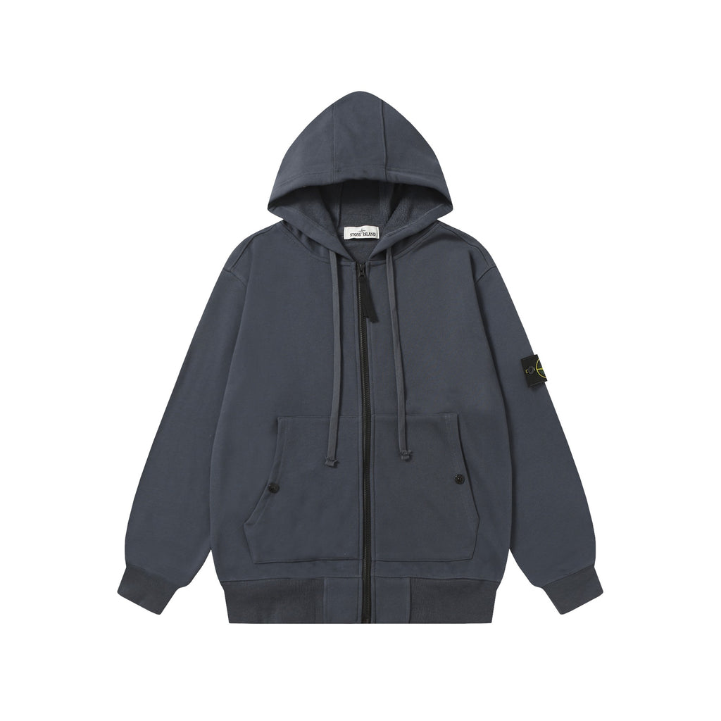 Stone Island hooded zip jacket, dark navy with front pockets