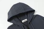 Stone Island hooded zip jacket, dark navy with interior hood logo patch