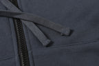 Stone Island hooded zip jacket drawstring and dark navy zipper placket