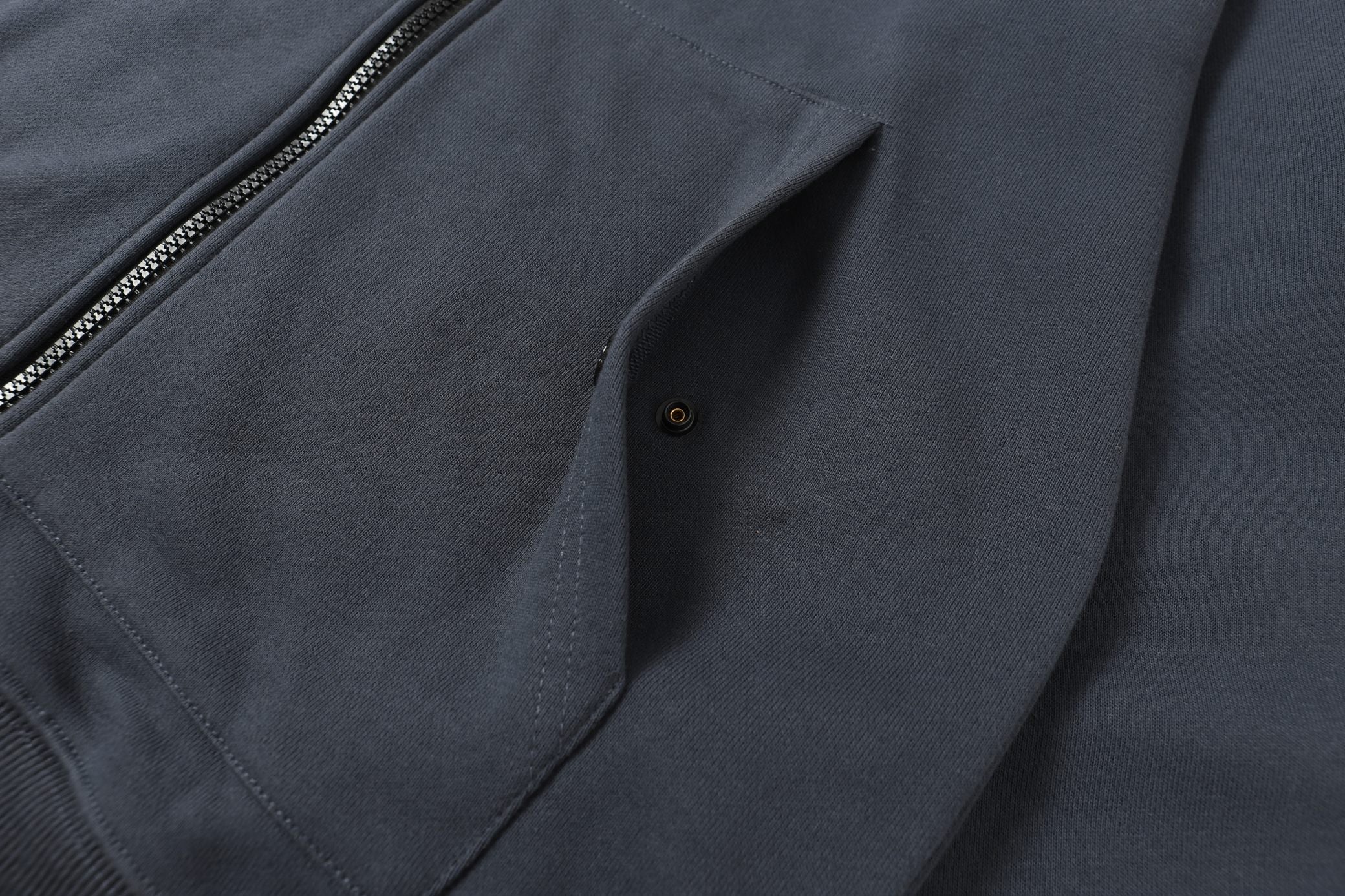 Stone Island hooded zip jacket dark navy side pocket flap with button