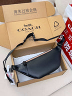 Coah smooth dark waist bag with adjustable strap and zip pocket