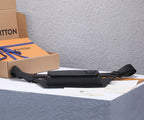 Men's black leather belt bag with adjustable strap and buckle, LV mark
