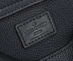 Black leather belt bag interior patch with Louis Vuitton Paris branding