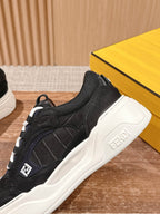Black Fendi lace-up sneaker with padded collar and white platform midsole