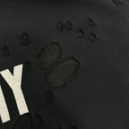 Black hoodie fabric with embossed scattered motifs