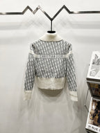 White Dior zip jacket back with stand collar and 'CHRISTIAN DIOR' stripe