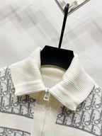 White Dior jacket with ribbed stand collar and front zipper