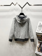 Dior monogram zip hoodie, light gray with dark hood and hem