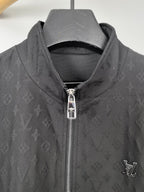 Louis Vuitton monogram zip jacket with stand collar, silver zipper and LV chest logo