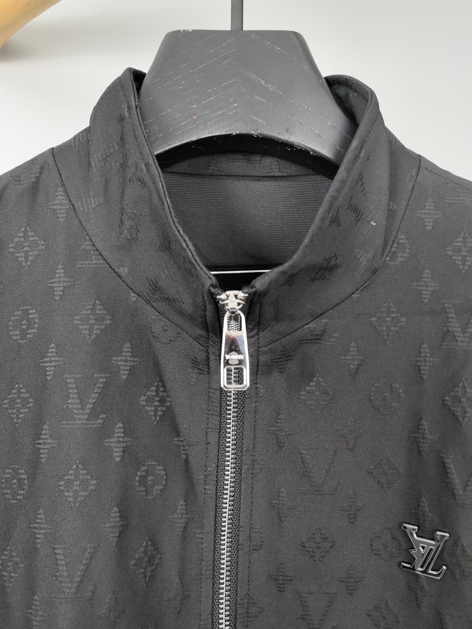 Louis Vuitton monogram zip jacket with stand collar, silver zipper and LV chest logo