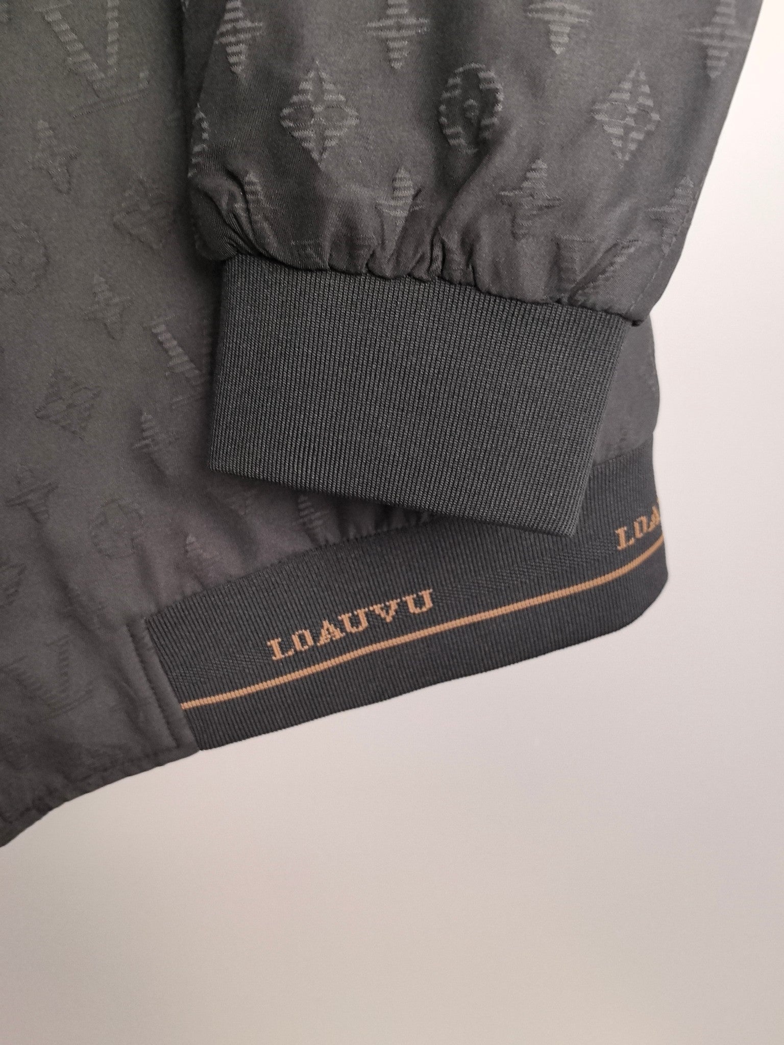Louis Vuitton monogram zip jacket ribbed cuff and hem band with logo