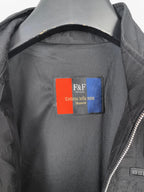 Dior long jacket interior neck label area with multicolor brand patch