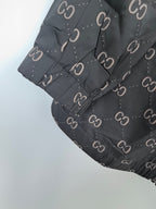 Gucci hooded jacket, dark gray GG pattern with elastic cuff and hem