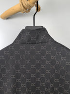 Gucci monogram zip jacket hooded back style with adjustable neck opening