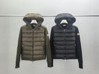 Moncler hooded puffer jacket, dark navy/black, full zip with drawstring hood