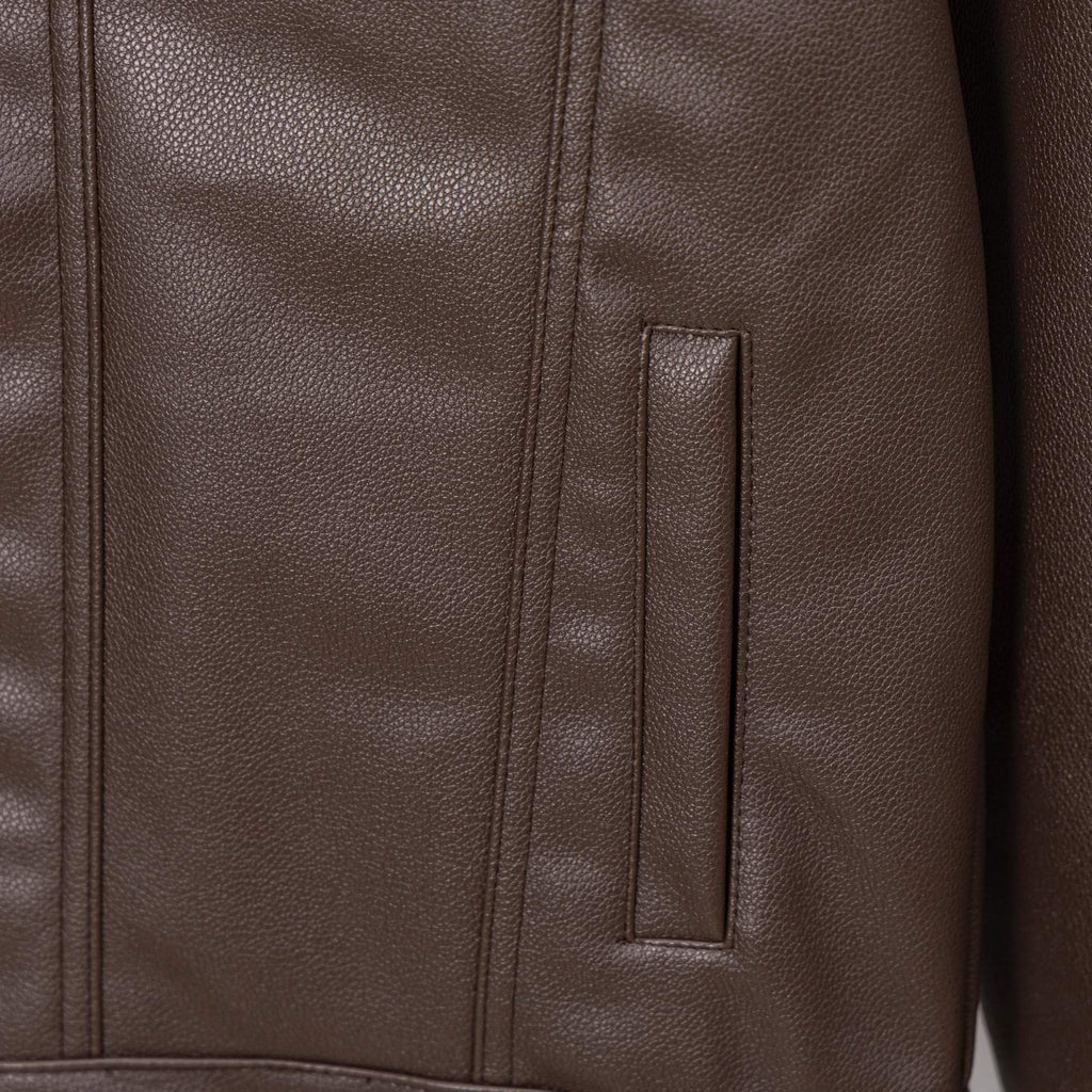 Louis Vuitton long coat side panel, brown leather with vertical seam and small pocket tab