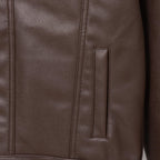 Louis Vuitton long coat side panel, brown leather with vertical seam and small pocket tab