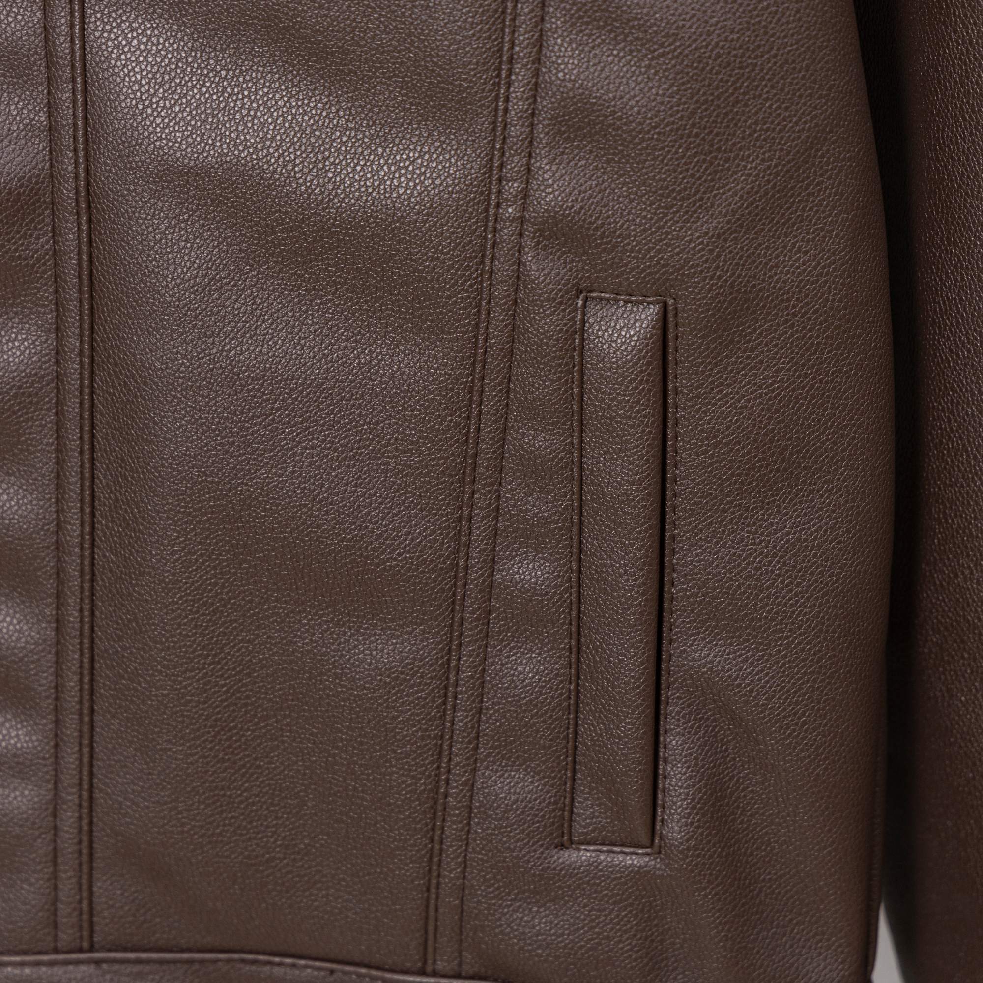 Louis Vuitton long coat side panel, brown leather with vertical seam and small pocket tab