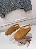 Balenciaga suede slide sandals, tan with open toe and cushioned lining