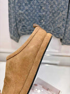 Balenciaga suede slide sandal, tan upper with side profile and thick sole