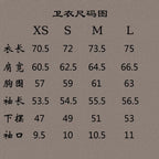 Size chart with measurements for XS, S, M, and L