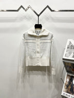 White Dior zip jacket with stand collar and logo stripe front