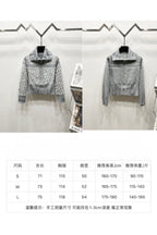 Size chart for long Dior knit top with garment and sleeve length ranges