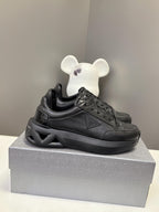 Prada unisex sneakers, black lace-up with chunky rubber sole