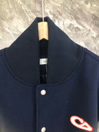 Dior varsity jacket collar with snap button front and small chest logo
