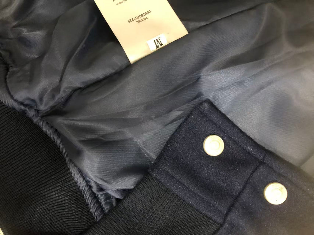 Dior varsity jacket interior lining with snap placket and label