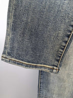 Prada denim pants hem and cuff with contrast topstitching