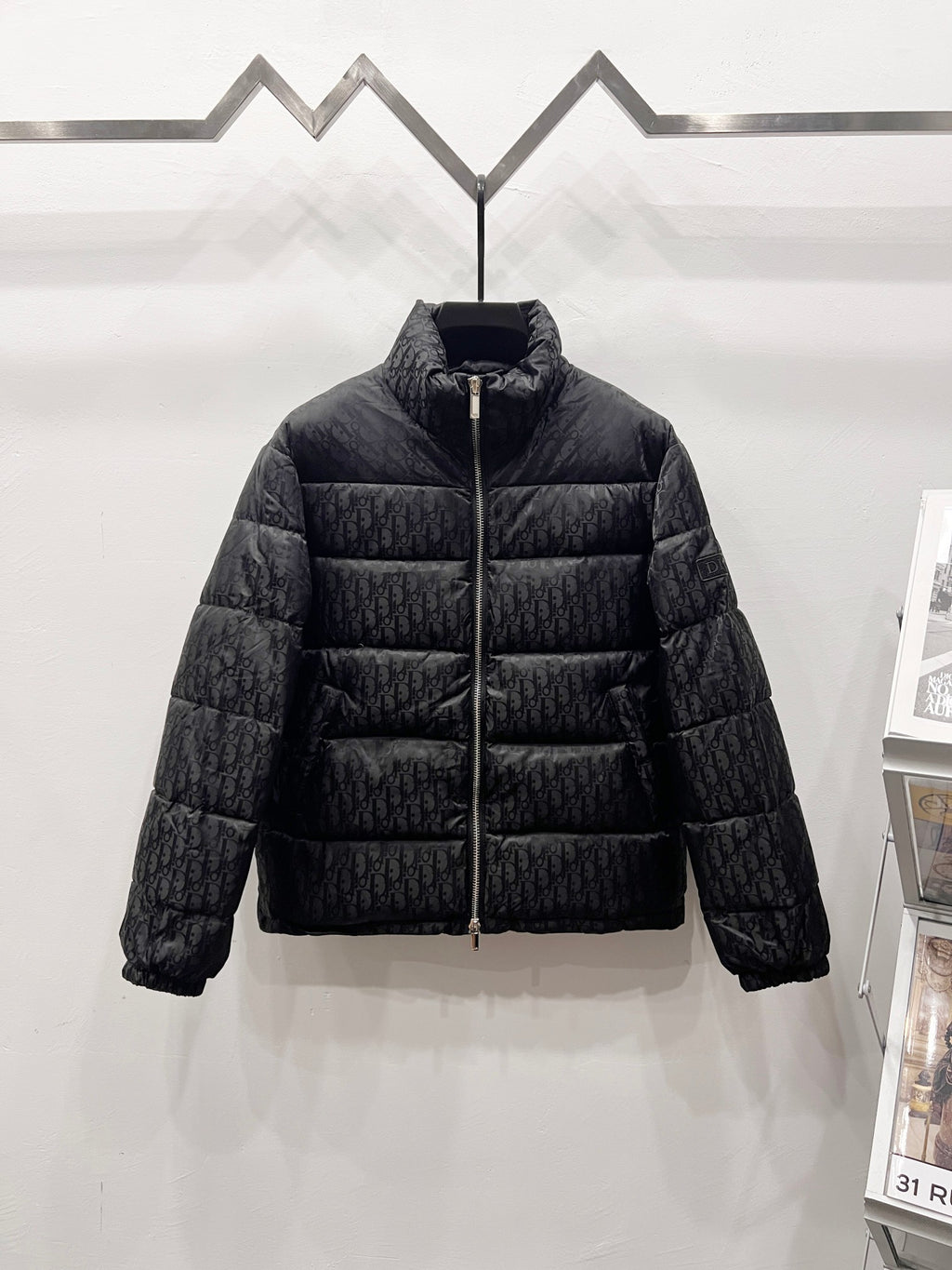 Dior quilted puffer jacket with full-zip and stand collar
