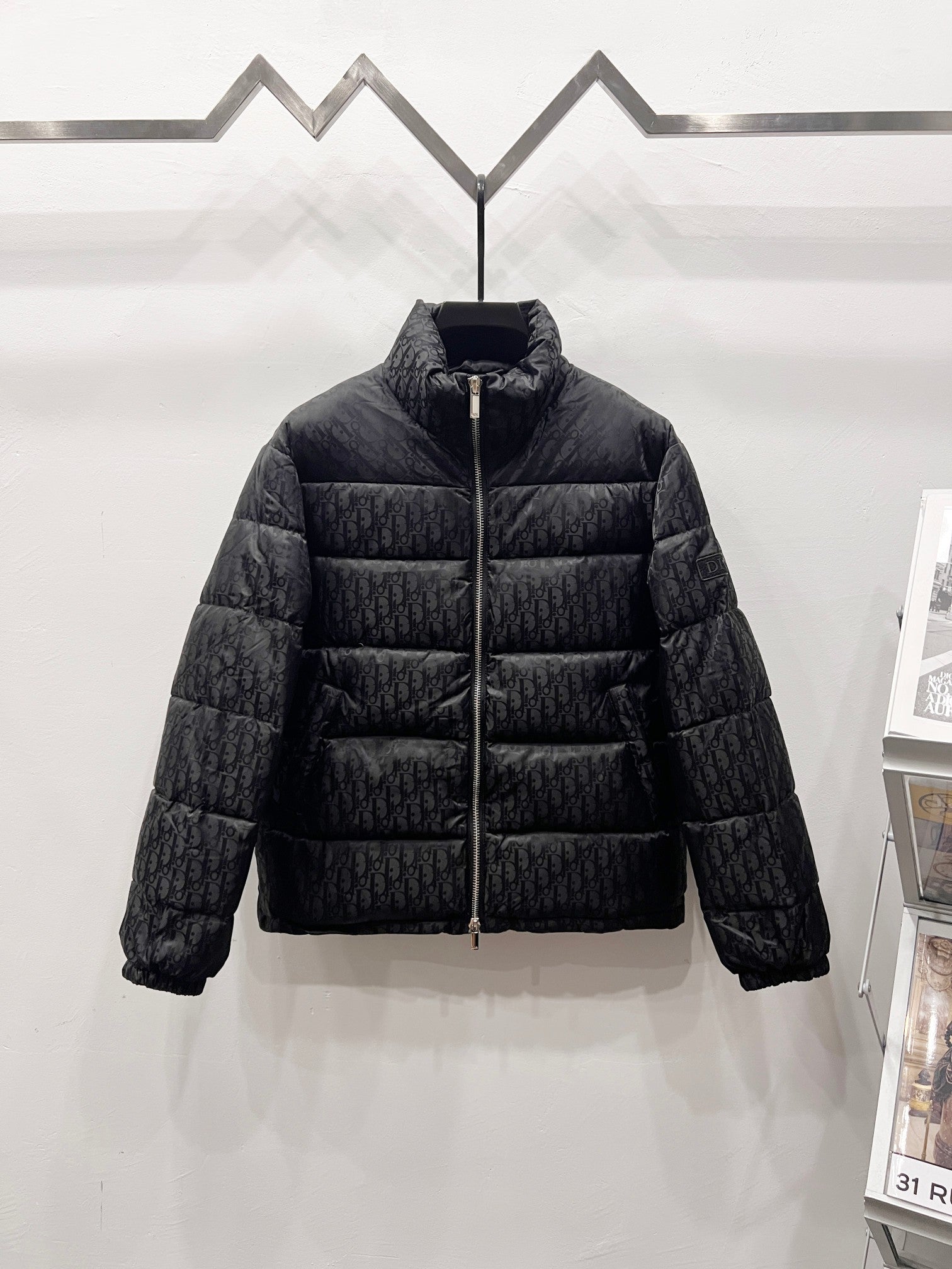 Dior quilted puffer jacket with full-zip and stand collar
