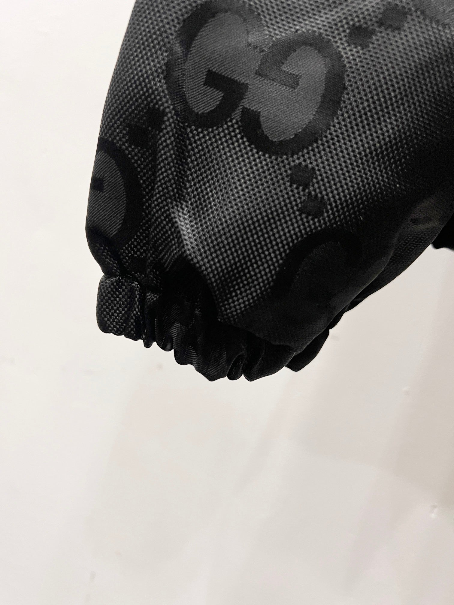 Gucci puffer jacket elastic cuff on GG monogram printed sleeve