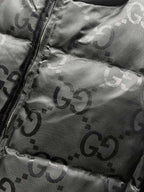 Gucci quilted puffer jacket panel with GG monogram print and zipper seam