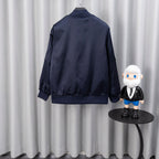 Givenchy bomber jacket in dark navy, back view with ribbed hem and cuffs