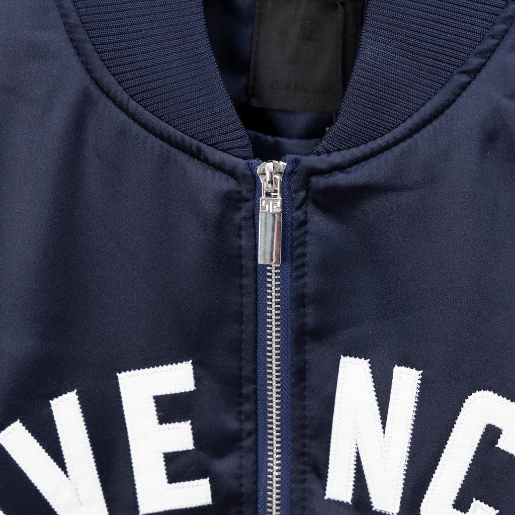 Givenchy bomber jacket full-zip with silver zipper and ribbed knit collar