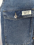 Burberry denim vest interior pocket label with barcode and brand details