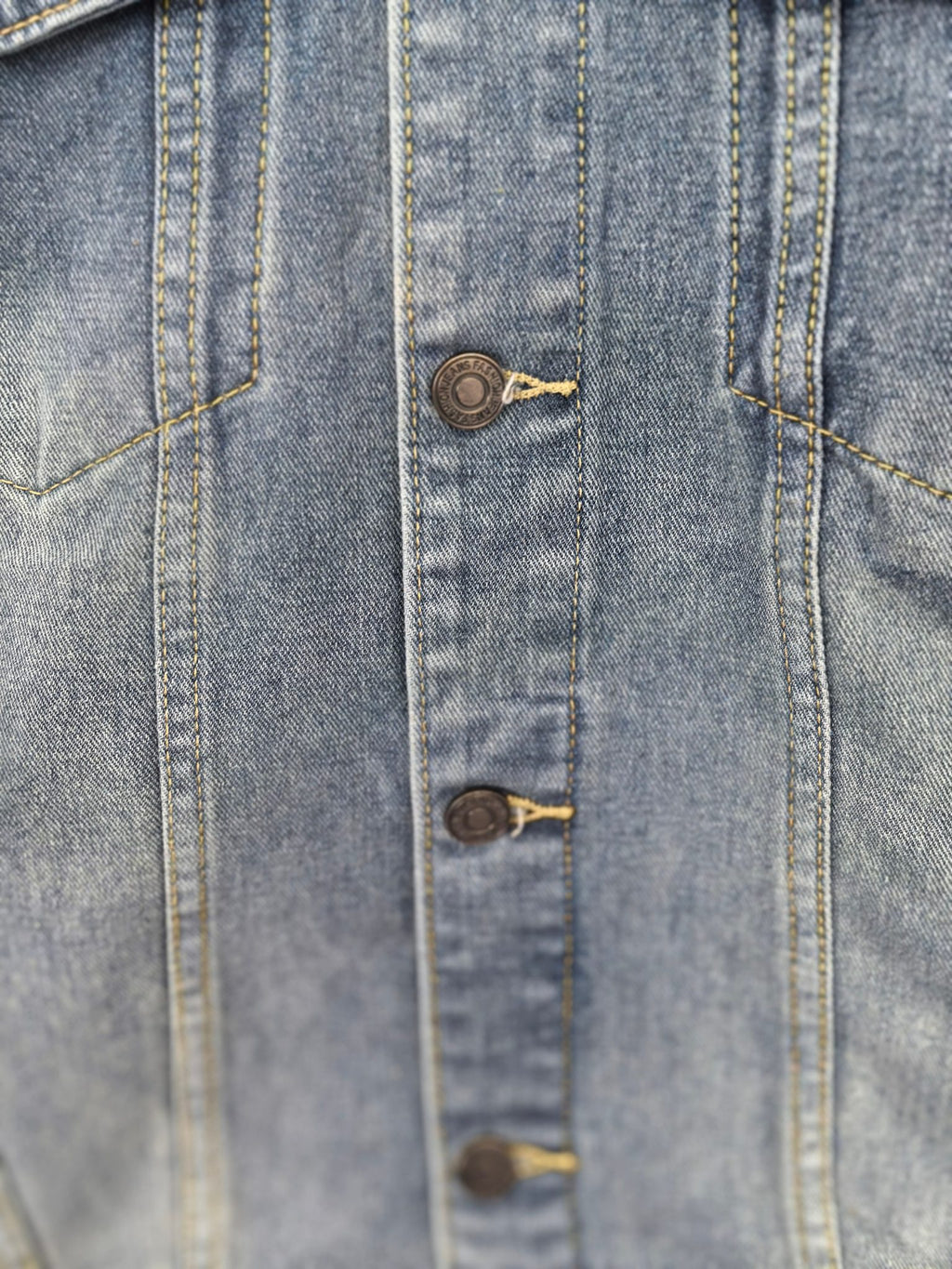 Gucci blue denim sleeveless jacket with metal button placket detail