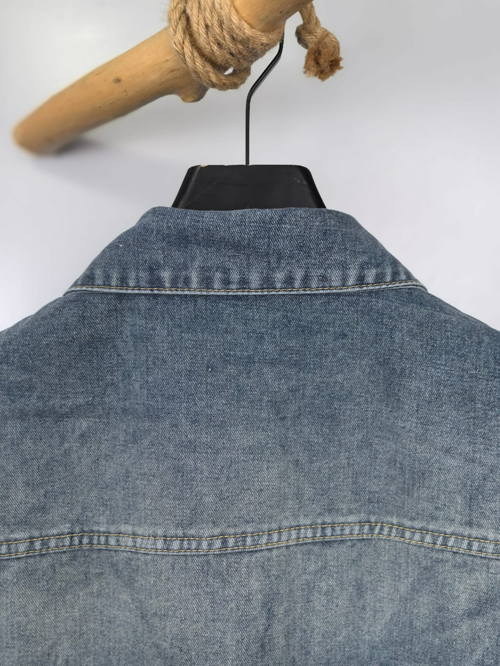 Gucci blue denim sleeveless jacket with back yoke seam and center back stitching