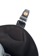 Black Louis Vuitton backpack strap connector with metal buckle on leather loop