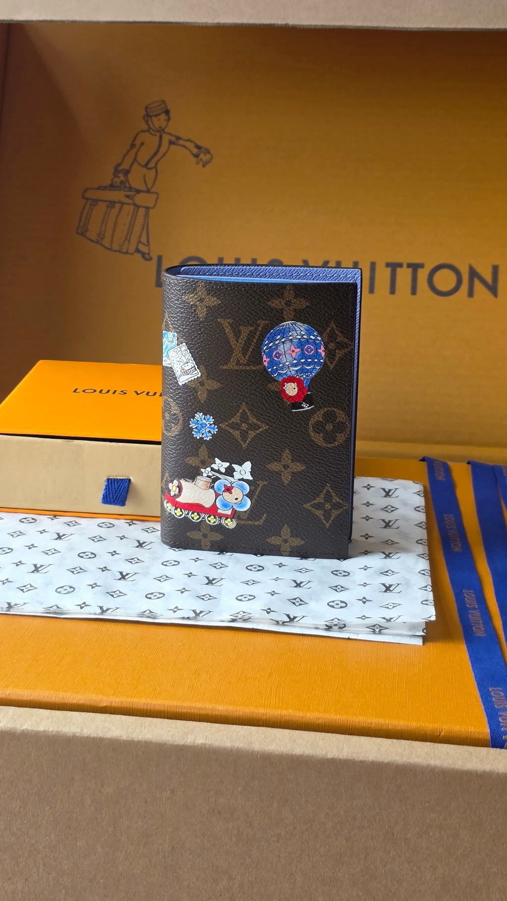 Louis Vuitton monogram small bag in dark brown with colorful cartoon patches
