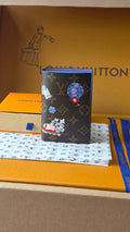 Louis Vuitton monogram small bag in dark brown with colorful cartoon patches