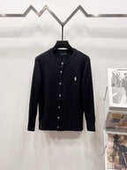 Ralph Lauren knit cardigan in dark navy with button front and small polo logo