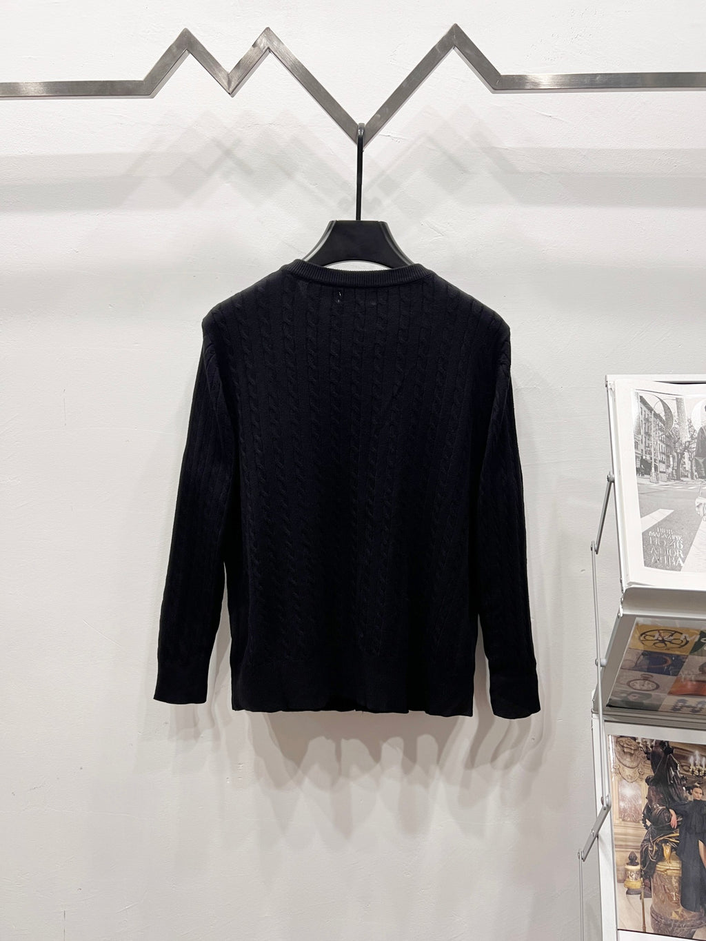 Ralph Lauren knit cardigan back view with crew neck and button placket