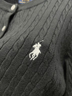 Ralph Lauren embroidered polo rider on dark knit cardigan