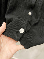 Ralph Lauren knit cardigan cuff with ribbed sleeve and two white buttons