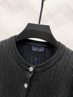 Ralph Lauren knit cardigan neckline with button placket and Polo Ralph Lauren tag